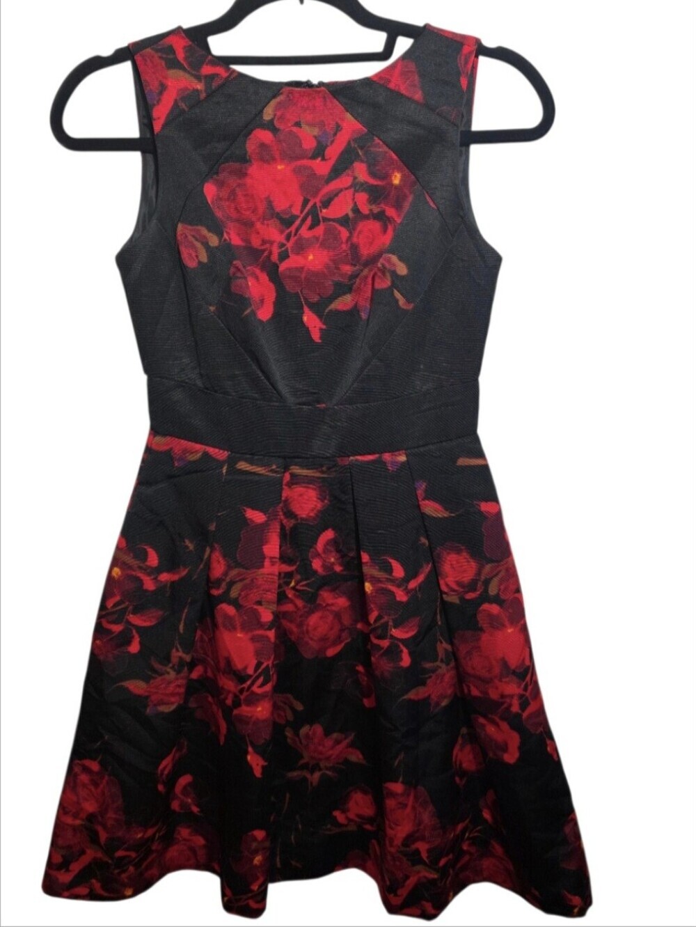 Taylor Black & Red Floral Fit & Flare Cocktail Dress | Sleeveless | Women's